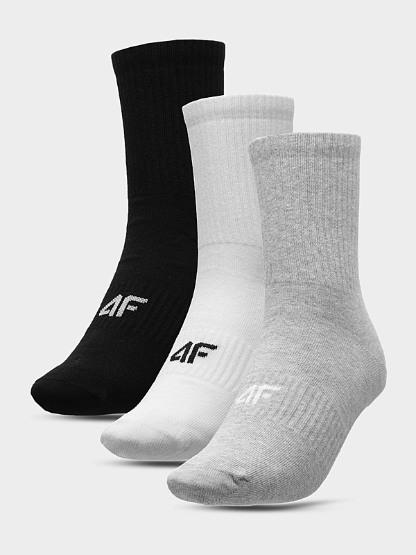 H4L22-SOM303 COLD LIGHT GREY MELANGE+WHITE+DEEP BLACK Ponožky