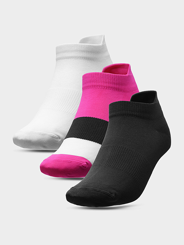 H4L22-SOD002 DEEP BLACK+HOT PINK+WHITE Ponožky