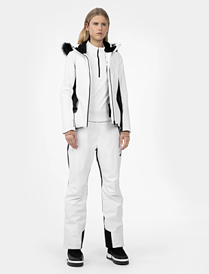 H4Z22-KUDN012 WHITE Dámska lyžiarska bunda
